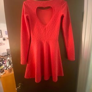 Coral colored dress with heart cutout